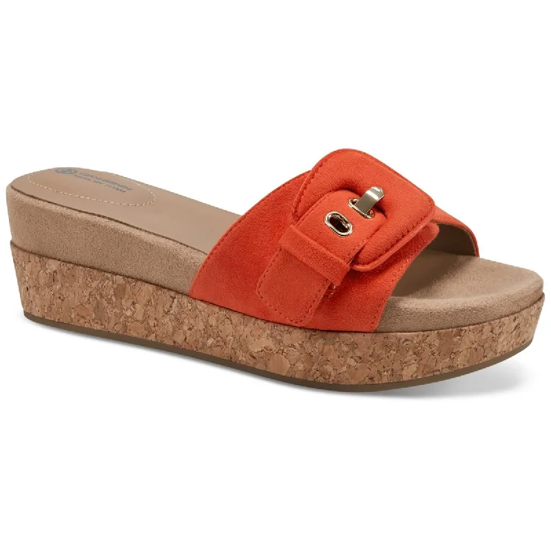 Shock - Absorbing Women's Sandals with a Soft Insole in Black for Active LifestylesGiani Bernini Womens Ashllyn Faux Suede Cork Wedge Sandals Shock - Absorbing Women's Sandals with a Soft Insole in Black for Active LifestylesGiani Bernini Womens Ashllyn Faux Suede Cork Wedge Sandals