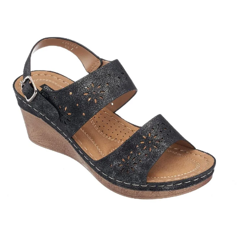 Women's Cork - Soled Espadrille Sandals with a Rope - Trimmed Upper in Navy for a Summer VibeGood Choice Womens Cynthia Faux Leather Cushioned Footbed Wedge Sandals Women's Cork - Soled Espadrille Sandals with a Rope - Trimmed Upper in Navy for a Summer VibeGood Choice Womens Cynthia Faux Leather Cushioned Footbed Wedge Sandals