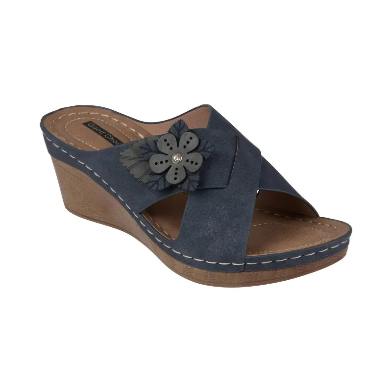 Women's Rhinestone - Embellished Open - Toe Sandals in Silver for a Glamorous Party LookGood Choice Womens Selly Faux Suede Slip On Wedge Sandals Women's Rhinestone - Embellished Open - Toe Sandals in Silver for a Glamorous Party LookGood Choice Womens Selly Faux Suede Slip On Wedge Sandals