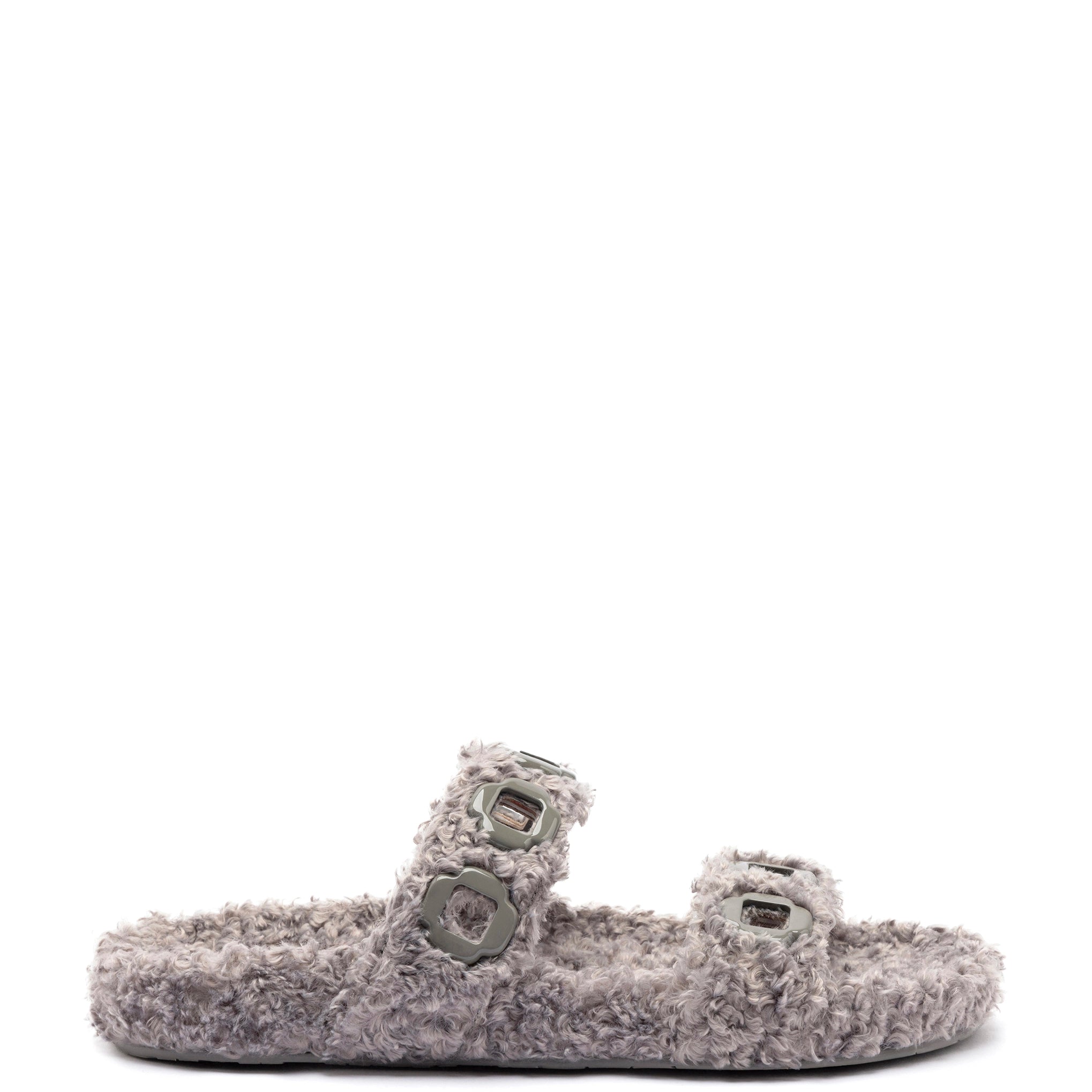 Anti - Slip Women's Sandals with a Grooved Sole in Green for Outdoor AdventuresMilan Slide In Grey Faux Fur Anti - Slip Women's Sandals with a Grooved Sole in Green for Outdoor AdventuresMilan Slide In Grey Faux Fur
