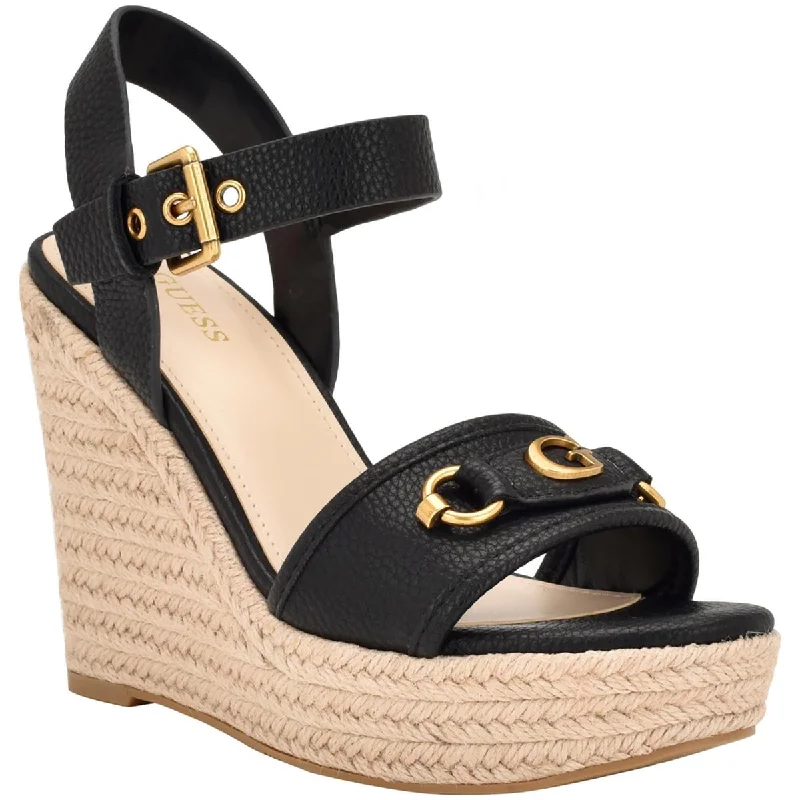 Women's Leather - Strapped Sandals with a Braided Detail in Brown for a Rustic AppealGuess Womens Hisley Faux Leather Ankle Strap Wedge Sandals Women's Leather - Strapped Sandals with a Braided Detail in Brown for a Rustic AppealGuess Womens Hisley Faux Leather Ankle Strap Wedge Sandals