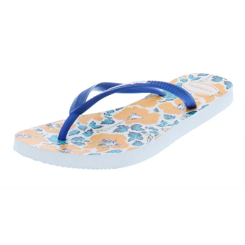 Women's Flat Slide Sandals with a Memory Foam Insole in White for All - Day ComfortHavaianas Womens Floral Print Slim Thong Sandals Women's Flat Slide Sandals with a Memory Foam Insole in White for All - Day ComfortHavaianas Womens Floral Print Slim Thong Sandals