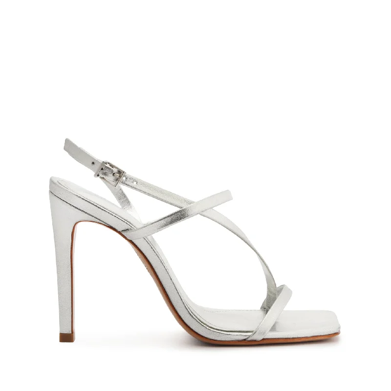 Women's Rhinestone - Embellished Open - Toe Sandals in Silver for a Glamorous Party LookHeloise High Metallic Leather Sandal Women's Rhinestone - Embellished Open - Toe Sandals in Silver for a Glamorous Party LookHeloise High Metallic Leather Sandal