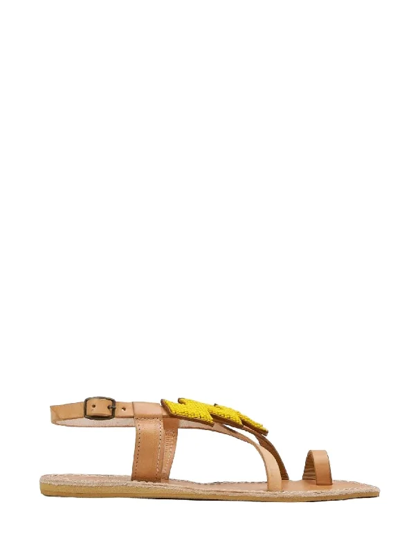 Anti - Slip Women's Sandals with a Grooved Sole in Green for Outdoor AdventuresIcini Flat Back Strap Leather Sandal In Light Brown & Yellow Anti - Slip Women's Sandals with a Grooved Sole in Green for Outdoor AdventuresIcini Flat Back Strap Leather Sandal In Light Brown & Yellow