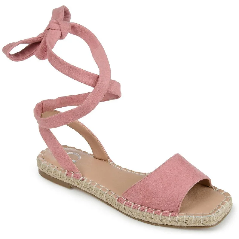 Women's Leather - Strapped Sandals with a Braided Detail in Brown for a Rustic AppealJournee Collection Womens Emelie Faux Suede Square Toe Flat Sandals