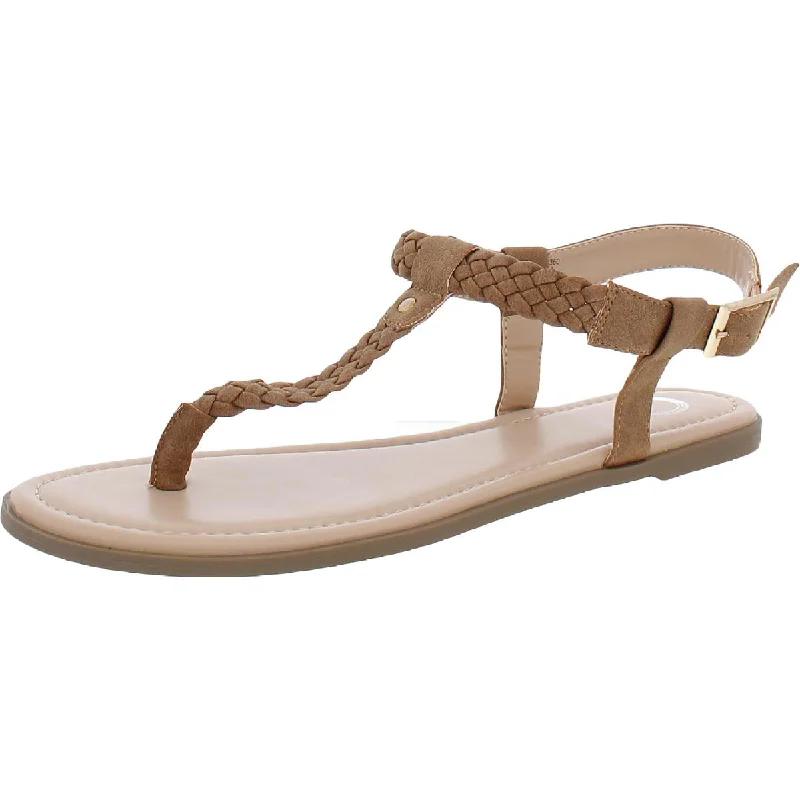 Elastic - Strap Women's Sandals with a Padded Toe in Teal for Easy On - and - OffJournee Collection Womens Faux Suede Braided T-Strap Sandals Elastic - Strap Women's Sandals with a Padded Toe in Teal for Easy On - and - OffJournee Collection Womens Faux Suede Braided T-Strap Sandals