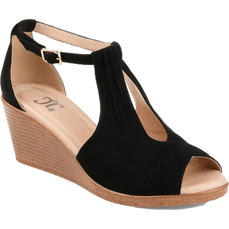 Women's Rhinestone - Embellished Open - Toe Sandals in Silver for a Glamorous Party LookJournee Collection Womens Kedzie Faux Suede Ankle Strap Wedges Women's Rhinestone - Embellished Open - Toe Sandals in Silver for a Glamorous Party LookJournee Collection Womens Kedzie Faux Suede Ankle Strap Wedges