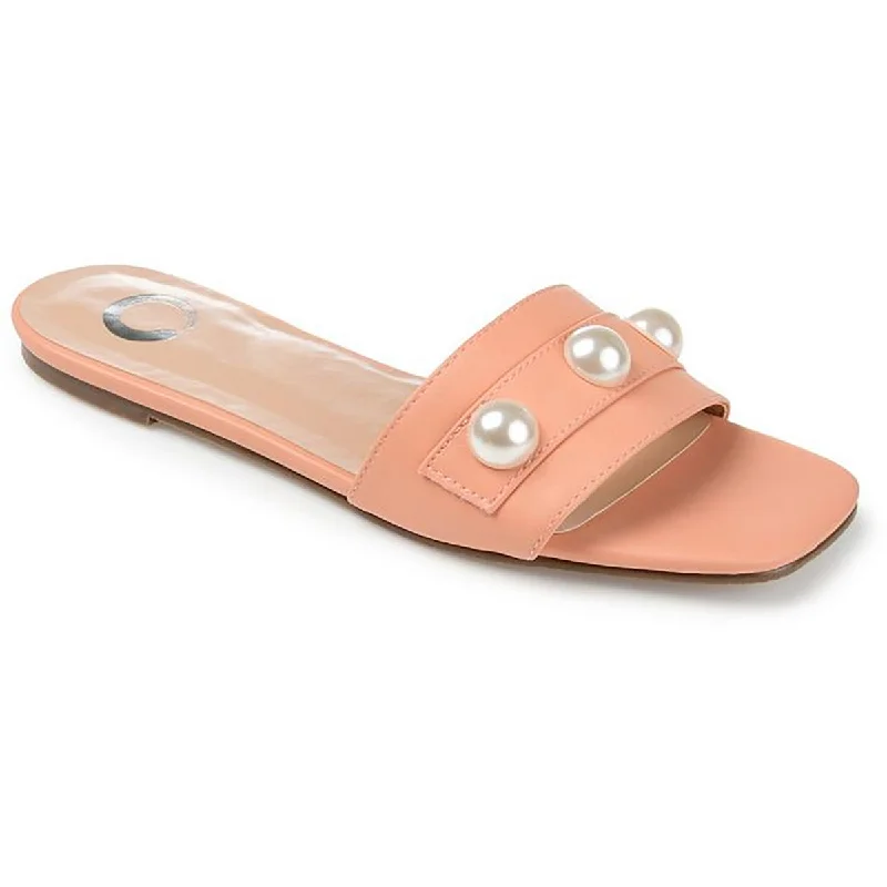 Women's Rhinestone - Embellished Open - Toe Sandals in Silver for a Glamorous Party LookJournee Collection Womens Leonie Leather Embellished Slide Sandals Women's Rhinestone - Embellished Open - Toe Sandals in Silver for a Glamorous Party LookJournee Collection Womens Leonie Leather Embellished Slide Sandals