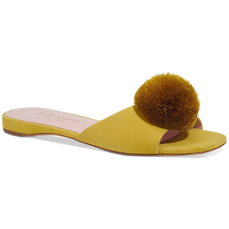 Women's Flat Slide Sandals with a Memory Foam Insole in White for All - Day ComfortKate Spade New York Womens Amour Pom Slide Cushioned Footbed Slide Sandals Women's Flat Slide Sandals with a Memory Foam Insole in White for All - Day ComfortKate Spade New York Womens Amour Pom Slide Cushioned Footbed Slide Sandals