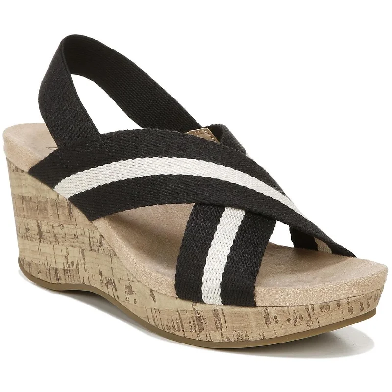 Shock - Absorbing Women's Sandals with a Soft Insole in Black for Active LifestylesLifeStride Womens Dream Big Criss Cross Slingback Wedge Sandals Shock - Absorbing Women's Sandals with a Soft Insole in Black for Active LifestylesLifeStride Womens Dream Big Criss Cross Slingback Wedge Sandals