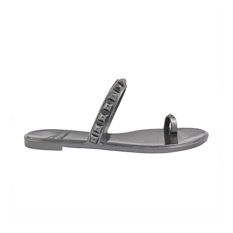 Elastic - Strap Women's Sandals with a Padded Toe in Teal for Easy On - and - OffMaria Flat Jelly Sandals Metallic Elastic - Strap Women's Sandals with a Padded Toe in Teal for Easy On - and - OffMaria Flat Jelly Sandals Metallic