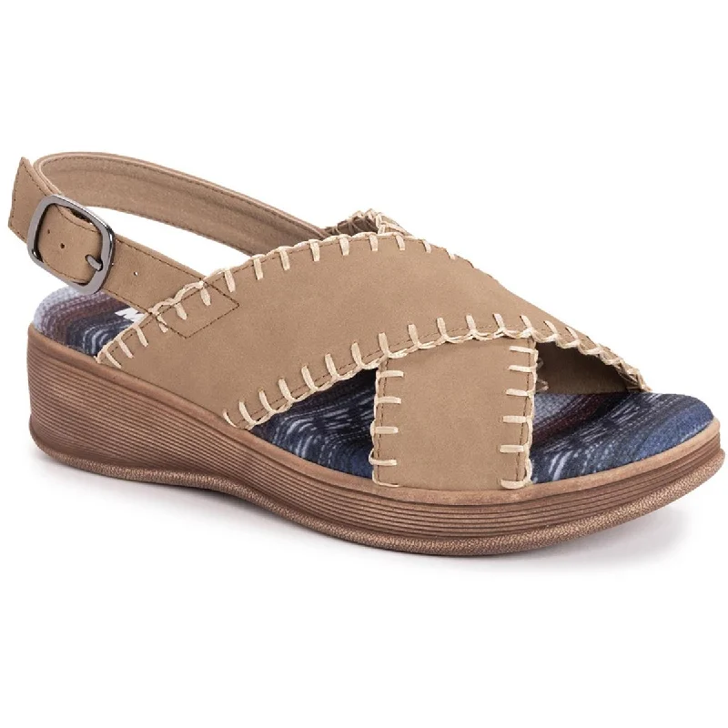 Adjustable Strap Women's Sandals with a Padded Heel in Pink for a Custom FitMuk Luks Womens City Highrise Faux Suede Criss Cross Front Slingback Sandals Adjustable Strap Women's Sandals with a Padded Heel in Pink for a Custom FitMuk Luks Womens City Highrise Faux Suede Criss Cross Front Slingback Sandals