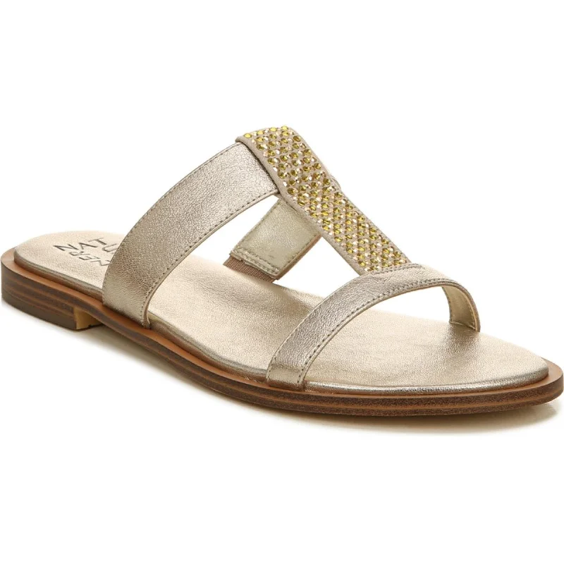 Women's Sandals with a Glitter - Coated Strap in Gold for a Sparkly Summer OutfitNaturalizer Womens Farica Embellished Slide Sandals Women's Sandals with a Glitter - Coated Strap in Gold for a Sparkly Summer OutfitNaturalizer Womens Farica Embellished Slide Sandals