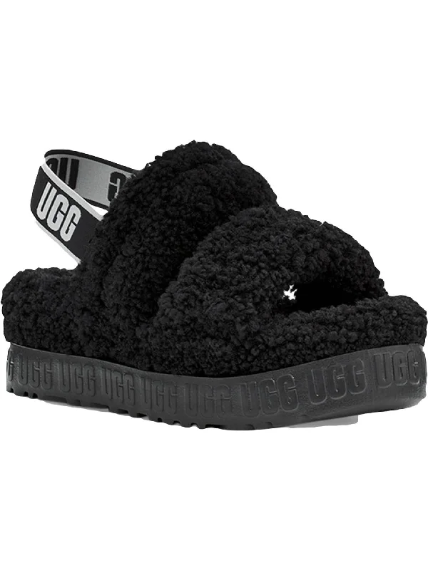 Child - Friendly Women's Sandals with a Secure Buckle in Purple for Moms on the GoChild - Friendly Women's Sandals with a Secure Buckle in Purple for Moms on the GoOh Fluffita Womens Sheepskin Flatform Slingbacks