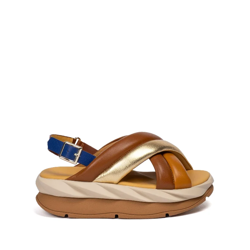 Women's Strappy Gladiator Sandals with Buckle Closures in Tan for a Boho LookMELLOW MELA TAN