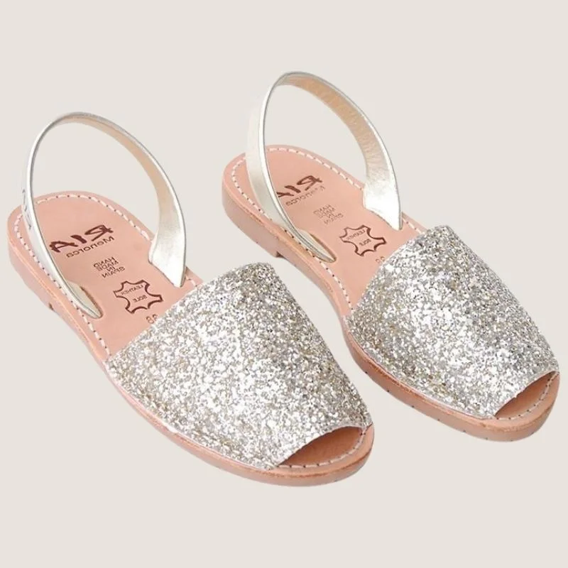 Women's Leather - Strapped Sandals with a Braided Detail in Brown for a Rustic AppealRia Menorca Joan Glitter Avarcas Sandal Women's Leather - Strapped Sandals with a Braided Detail in Brown for a Rustic AppealRia Menorca Joan Glitter Avarcas Sandal