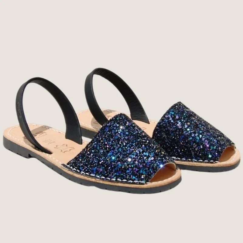 Orthopedic Women's Sandals with Arch Support in Gray for Foot HealthRia Menorca Joan Glitter Avarcas Sandal