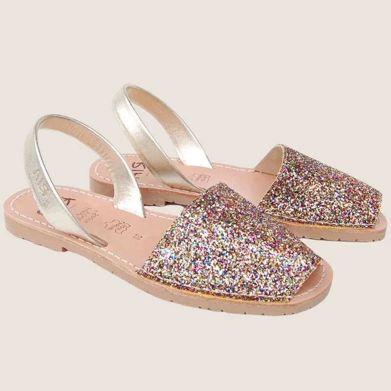 Elastic - Strap Women's Sandals with a Padded Toe in Teal for Easy On - and - OffRia Menorca Joan Glitter Avarcas Sandal Elastic - Strap Women's Sandals with a Padded Toe in Teal for Easy On - and - OffRia Menorca Joan Glitter Avarcas Sandal