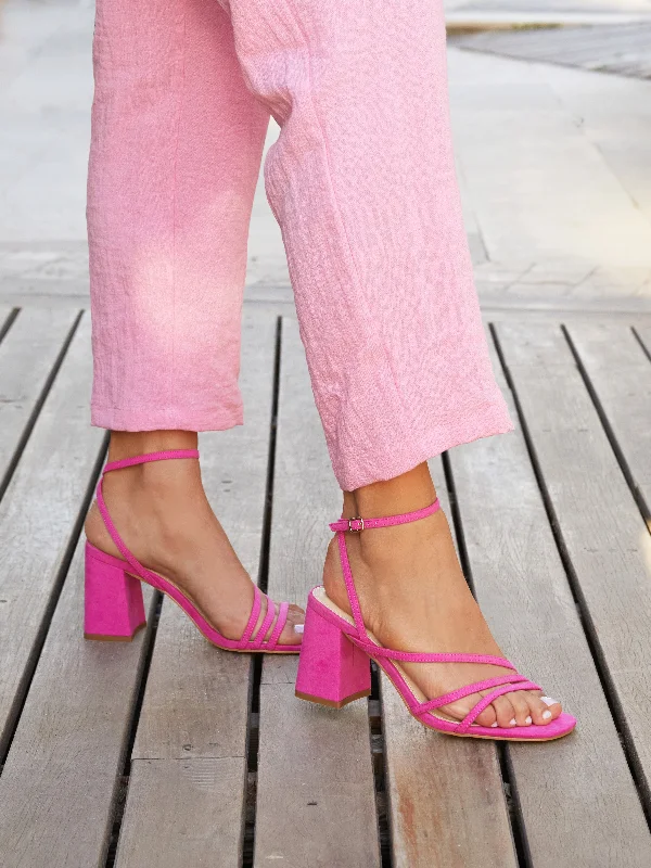 Adjustable Strap Women's Sandals with a Padded Heel in Pink for a Custom FitSTATUS