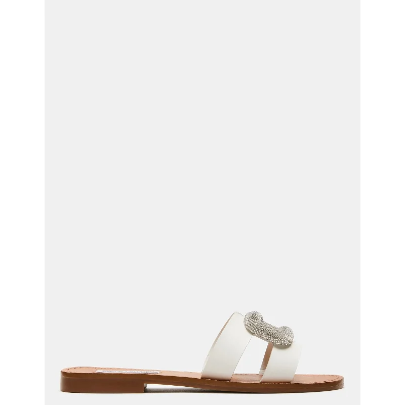 Child - Friendly Women's Sandals with a Secure Buckle in Purple for Moms on the GoTiff White Leather Child - Friendly Women's Sandals with a Secure Buckle in Purple for Moms on the GoTiff White Leather