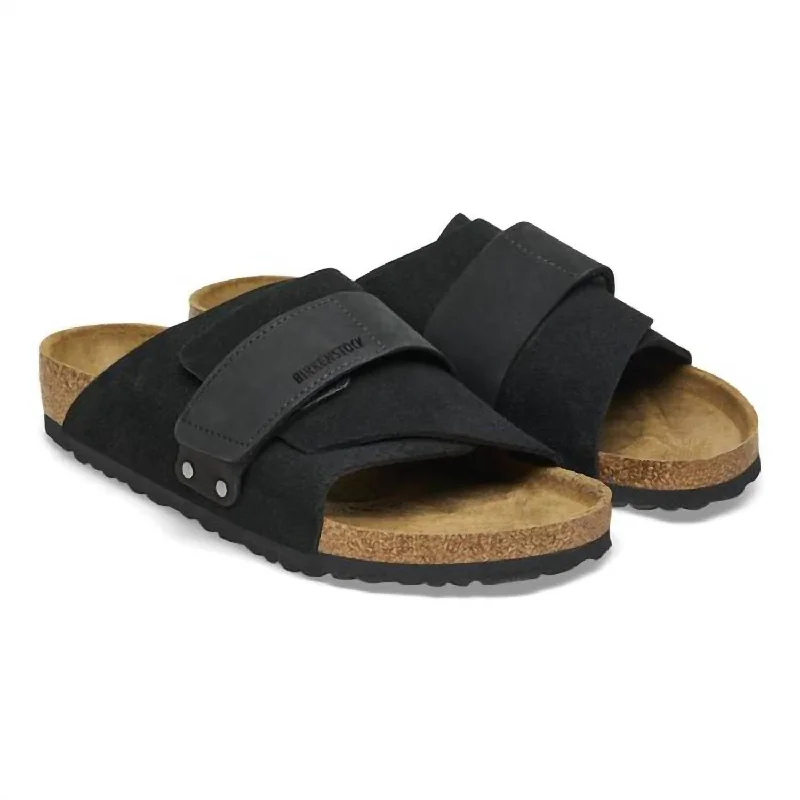 Women's Sandals with a Floral - Printed Upper in Pink for a Feminine Spring LookUnisex Kyoto Nubuck Suede Leather Slide In Black Women's Sandals with a Floral - Printed Upper in Pink for a Feminine Spring LookUnisex Kyoto Nubuck Suede Leather Slide In Black