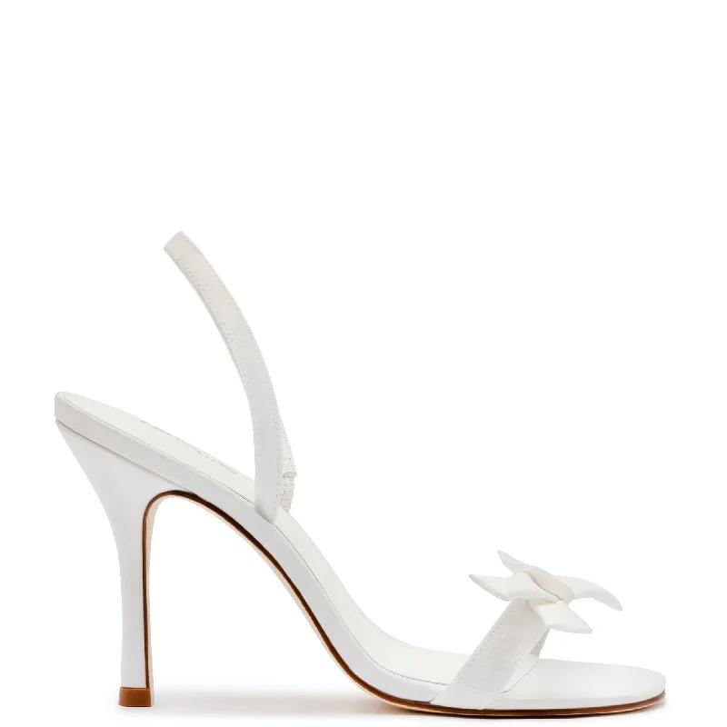 Waterproof Women's Rubber Beach Sandals with Arch Support in Blue for Water ActivitiesLarroudé x Markarian Bridal Sandal In White Satin