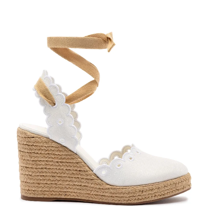 Women's Ankle - Strap Sandals with a Block Heel in Red for a Sophisticated StylePoppy Espadrille In White Fabric