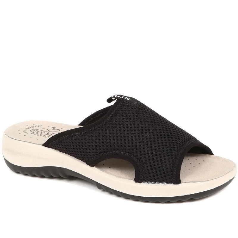 Shock - Absorbing Women's Sandals with a Soft Insole in Black for Active LifestylesWide Fit Mule Sandals - FLY37061 / 323 224 Shock - Absorbing Women's Sandals with a Soft Insole in Black for Active LifestylesWide Fit Mule Sandals - FLY37061 / 323 224