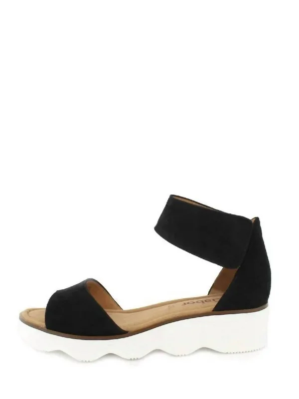 Elastic - Strap Women's Sandals with a Padded Toe in Teal for Easy On - and - OffWomen Ankle Strap Sandal In Schwarz