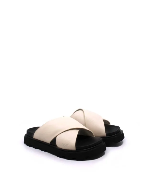 Women's Leather - Strapped Sandals with a Braided Detail in Brown for a Rustic AppealWomen's Capitelle Crossband Leather Slide Sandal In Jasmine Women's Leather - Strapped Sandals with a Braided Detail in Brown for a Rustic AppealWomen's Capitelle Crossband Leather Slide Sandal In Jasmine