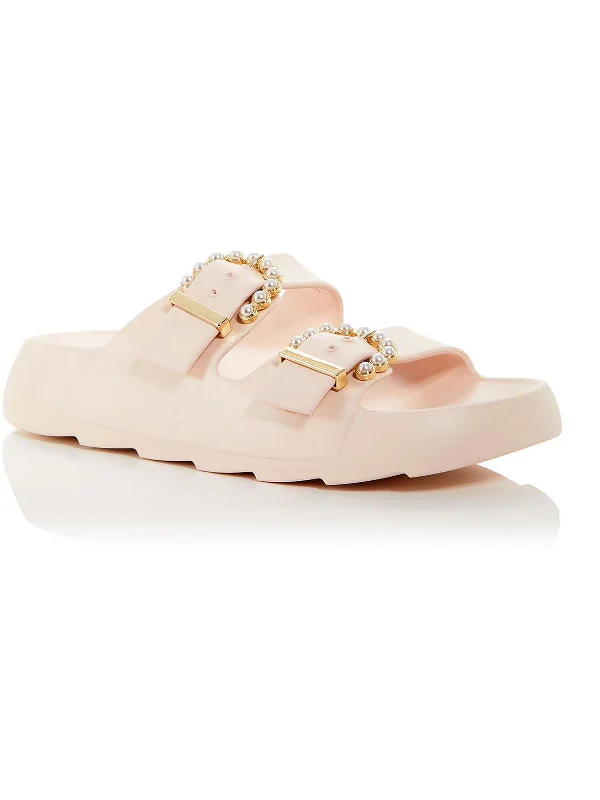 Women's Sandals with a Wedge Heel and a Tassel Detail in Orange for a Trendy LookWomens Embellished Buckle Slide Sandals Women's Sandals with a Wedge Heel and a Tassel Detail in Orange for a Trendy LookWomens Embellished Buckle Slide Sandals