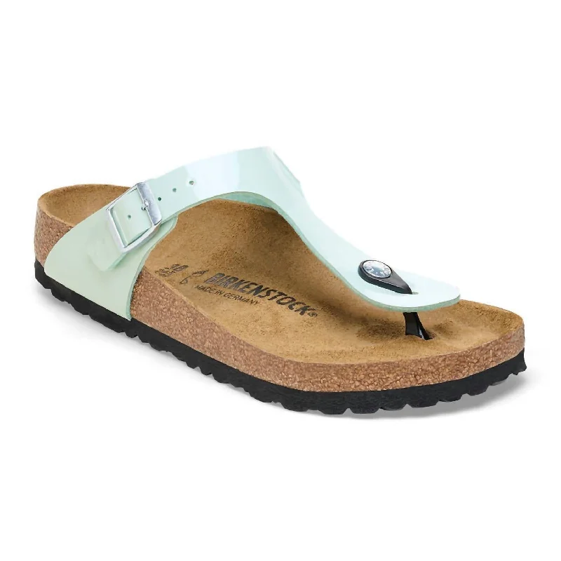 Women's Thong Sandals with a Beaded Design in Multicolor for a Beachy AestheticWomen's Gizeh Birko-Flor Patent Sandal In Patent Surf Green Women's Thong Sandals with a Beaded Design in Multicolor for a Beachy AestheticWomen's Gizeh Birko-Flor Patent Sandal In Patent Surf Green