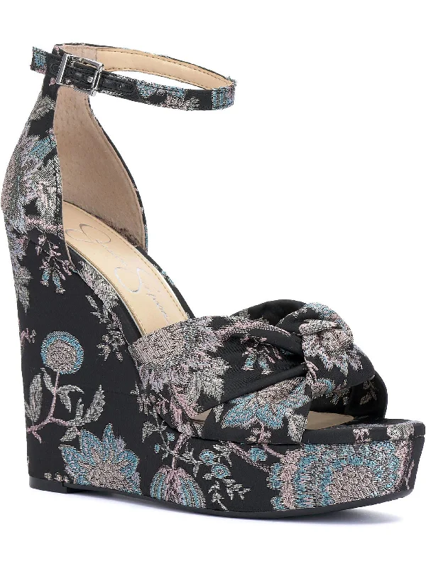 Women's Sandals with a Wedge Heel and a Tassel Detail in Orange for a Trendy LookWomens Knot-Front Ankle Strap Heels Women's Sandals with a Wedge Heel and a Tassel Detail in Orange for a Trendy LookWomens Knot-Front Ankle Strap Heels