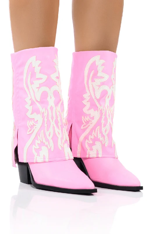 Women's Lace - Trimmed Knee - High Boots in Ivory for a Feminine and Elegant EnsembleAZALEA WANG ESPERANZA WESTERN BOOTIE IN LIGHT PINK Women's Lace - Trimmed Knee - High Boots in Ivory for a Feminine and Elegant EnsembleAZALEA WANG ESPERANZA WESTERN BOOTIE IN LIGHT PINK
