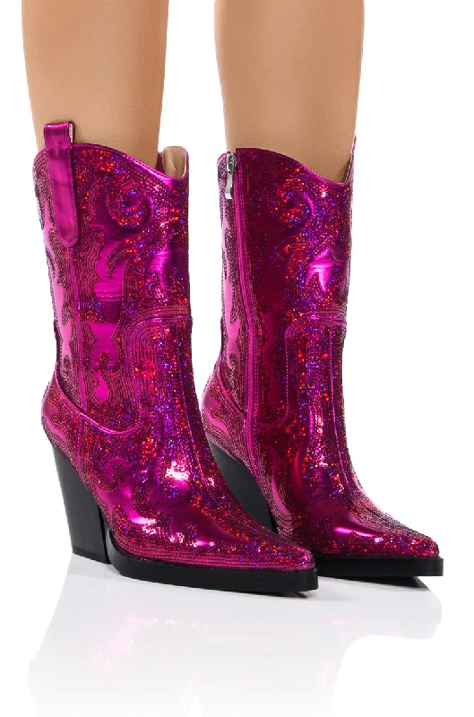 Plus Size Women's Block - Heeled Ankle Boots in Red for a Bold and Chic StatementAZALEA WANG MERRIL SEQUIN WESTERN BOOTIE IN FUCHSIA Plus Size Women's Block - Heeled Ankle Boots in Red for a Bold and Chic StatementAZALEA WANG MERRIL SEQUIN WESTERN BOOTIE IN FUCHSIA