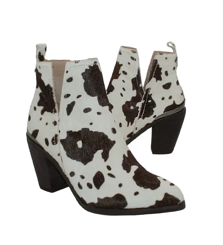 Plus Size Women's Embroidered Knee - High Boots in Burgundy for a Luxurious LookWomen Mumba Boot In Black/white Cow Plus Size Women's Embroidered Knee - High Boots in Burgundy for a Luxurious LookWomen Mumba Boot In Black/white Cow