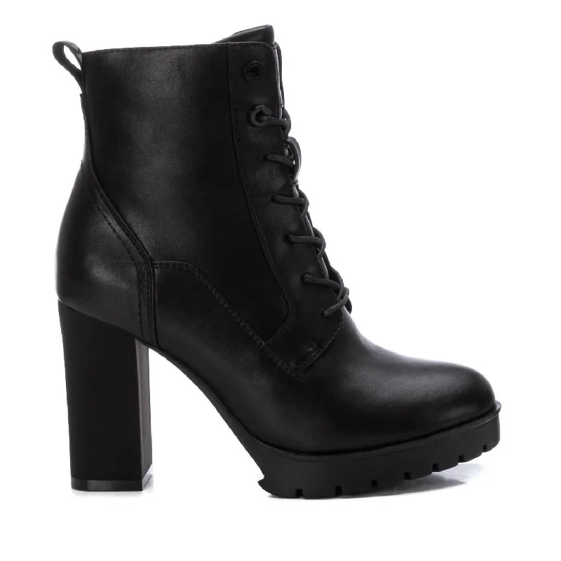 Women's Casual Heeled Booties In Black