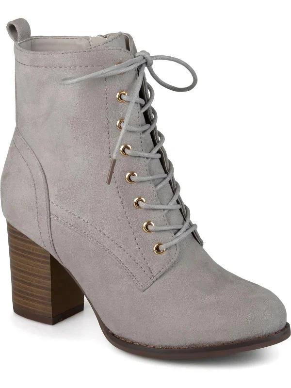 Plus Size Women's Block - Heeled Ankle Boots in Red for a Bold and Chic StatementWomens Faux Suede Stacked Heel Ankle Boots Plus Size Women's Block - Heeled Ankle Boots in Red for a Bold and Chic StatementWomens Faux Suede Stacked Heel Ankle Boots